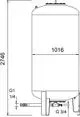 Zylindrisches Druckgefäß von IMI Hydronic Engineering mit Anschlüssen G1 1/4 und G 3/4, skizziert in seitlicher Ansicht und ohne weitere Details.